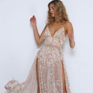 Tan/blush sequin dress